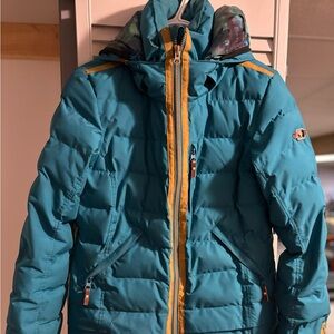 Roxy Teal Puffer Jacket with Hood